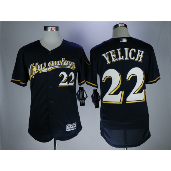 Milwaukee Brewers #22 Christian Yelich Navy Flexbase Stitched Jersey