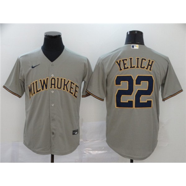 Milwaukee Brewers #22 Christian Yelich Grey Cool Base Stitched Jersey