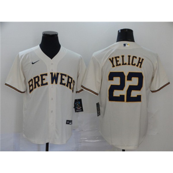 Milwaukee Brewers #22 Christian Yelich White Cool Base Stitched Jersey