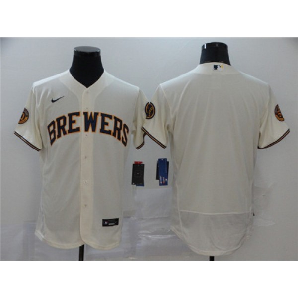 Milwaukee Brewers Blank 2020 White Flex Base Stitched Jersey