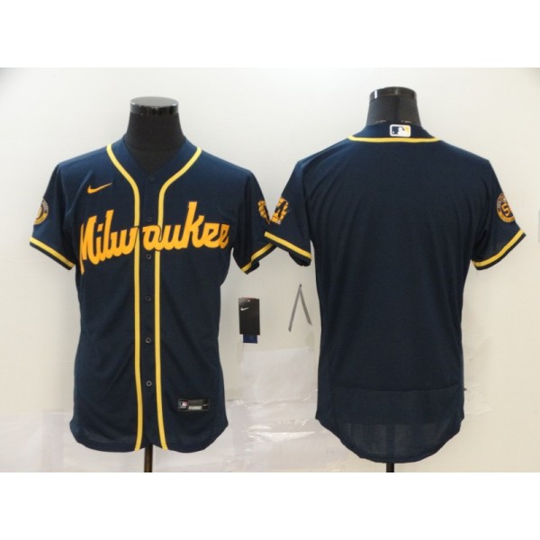 Milwaukee Brewers Blank Navy Flex Base Stitched Jersey