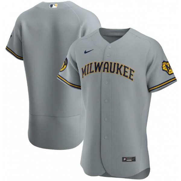 Milwaukee Brewers Blank Grey Flex Base Stitched Jersey