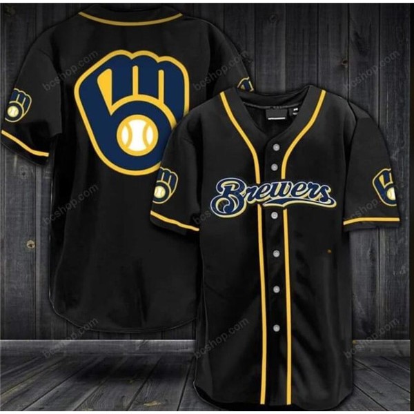 Milwaukee Brewers Black Stitched Jersey