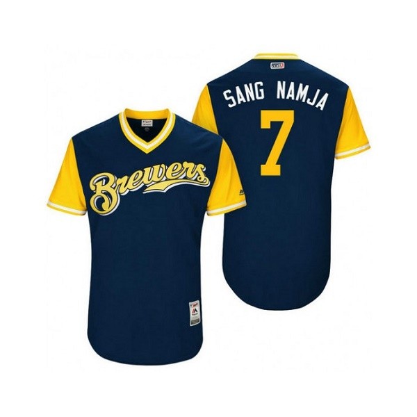 Milwaukee Brewers #7 Sang Namja Navy Stitched Jersey