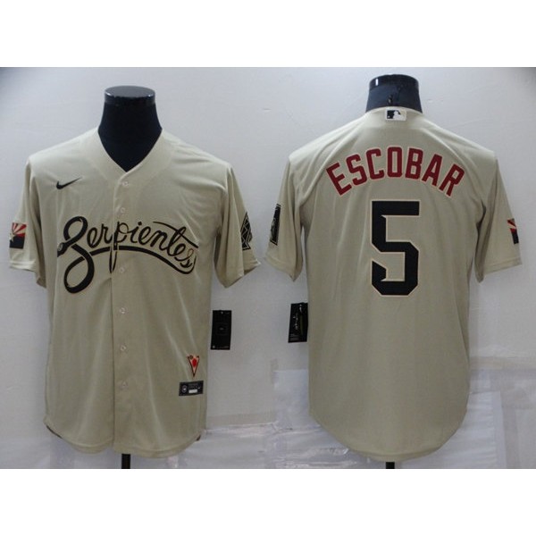 Milwaukee Brewers #5 Eduardo Escobar Cream Cool Base Stitched Jersey