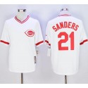 Mitchell And Ness Reds #21 Reggie Sanders White Throwback Stitched Jersey