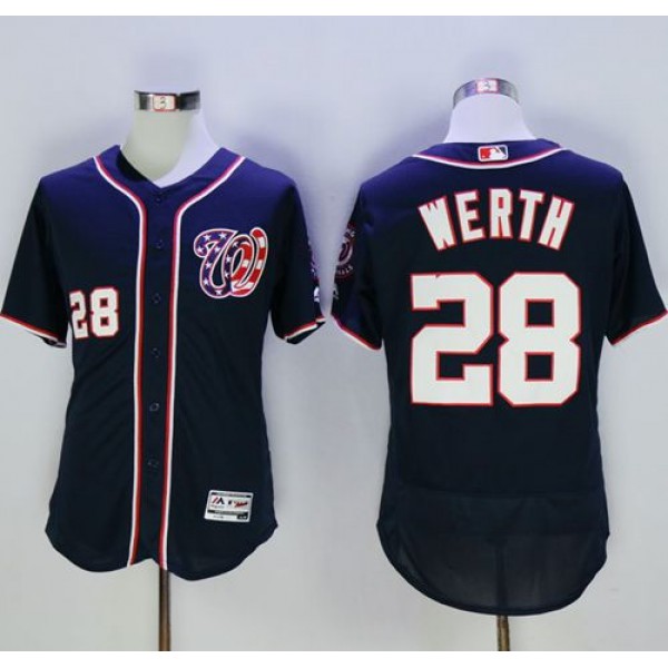 Nationals #28 Jayson Werth Navy Blue Flexbase Authentic Collection Stitched Jersey