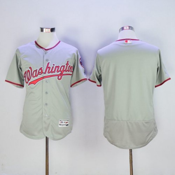 Nationals Blank Grey Flexbase Authentic Collection Stitched Jersey
