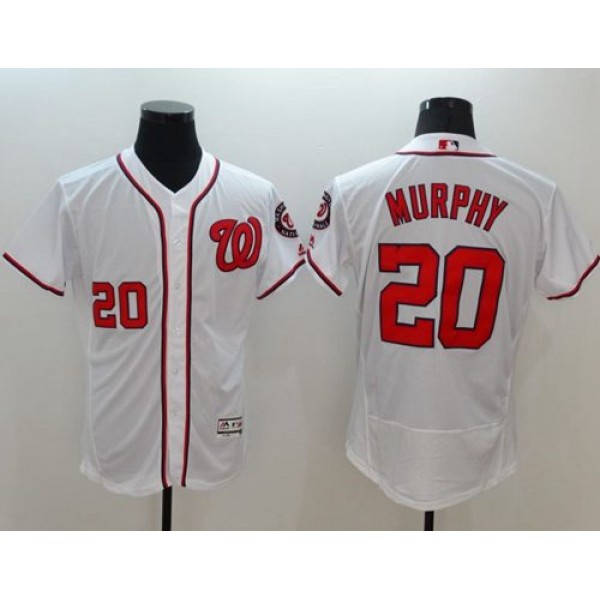 Nationals #20 Daniel Murphy White Flexbase Authentic Collection Stitched Jersey