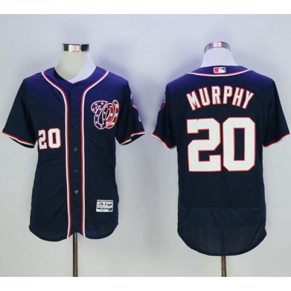 Nationals #20 Daniel Murphy Navy Blue Flexbase Authentic Collection Stitched Jersey