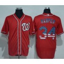 Nationals #34 Bryce Harper Red USA Flag Fashion Stitched Jersey