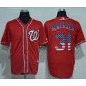 Nationals #31 Max Scherzer Red USA Flag Fashion Stitched Jersey
