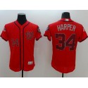 Nationals #34 Bryce Harper Red Fashion Stars Stripes Flexbase Authentic Stitched Jersey