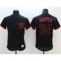 Nationals #34 Bryce Harper Black Fashion Flexbase Authentic Collection Stitched Jersey