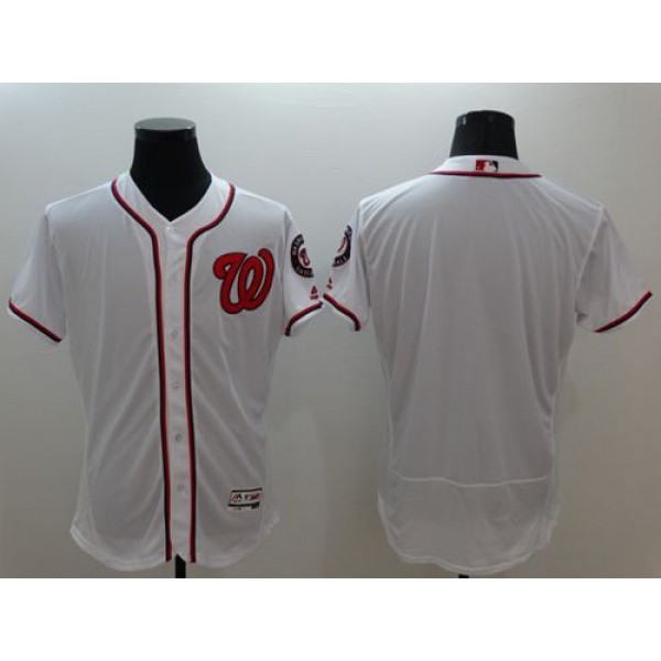 Nationals Blank White Flexbase Authentic Collection Stitched Jersey