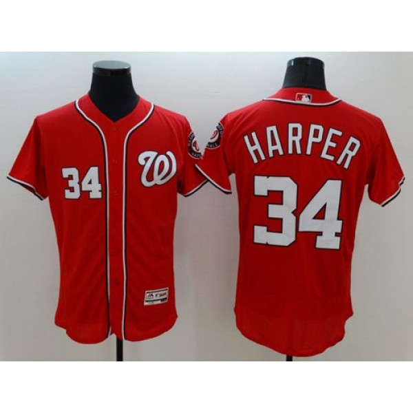 Nationals #34 Bryce Harper Red Flexbase Authentic Collection Stitched Jersey