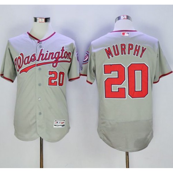 Nationals #20 Daniel Murphy Grey Flexbase Authentic Collection Stitched Jersey