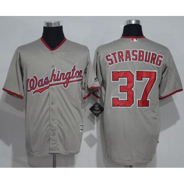 Nationals #37 Stephen Strasburg Grey New Cool Base Stitched Jersey