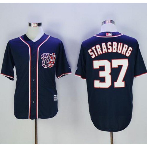 Nationals #37 Stephen Strasburg Navy Blue New Cool Base Stitched Jersey