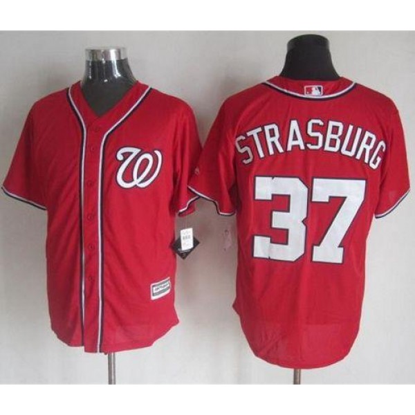 Nationals #37 Stephen Strasburg Red New Cool Base Stitched Jersey