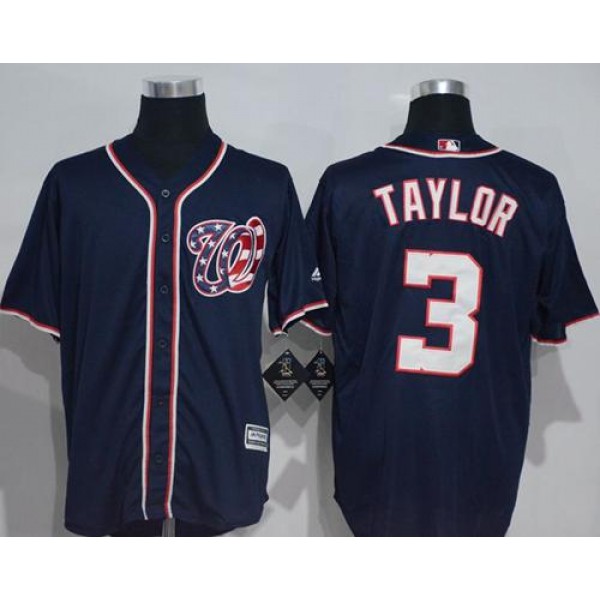 Nationals #3 Michael Taylor Navy Blue New Cool Base Stitched Jersey