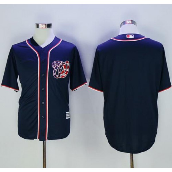 Nationals Blank Navy Blue New Cool Base Stitched Jersey