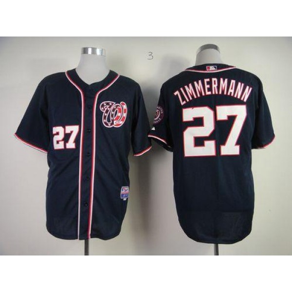 Nationals #27 Jordan Zimmermann Navy Blue Cool Base Stitched Jersey