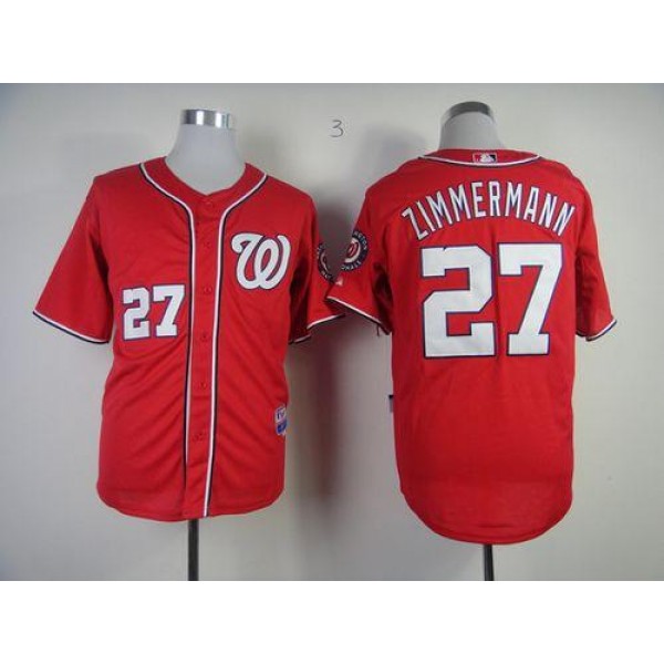 Nationals #27 Jordan Zimmermann Red Cool Base Stitched Jersey