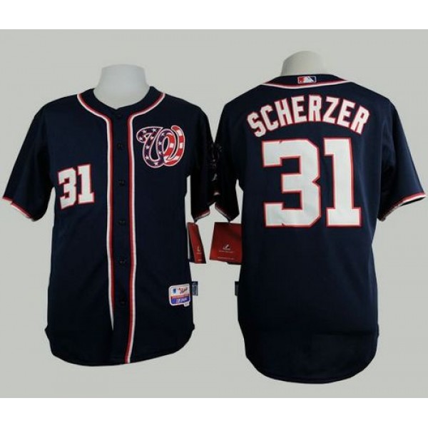 Nationals #31 Max Scherzer Navy Blue Cool Base Stitched Jersey