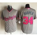 Nationals #34 Bryce Harper Grey New Cool Base 2016 Mother's Day Stitched Jersey