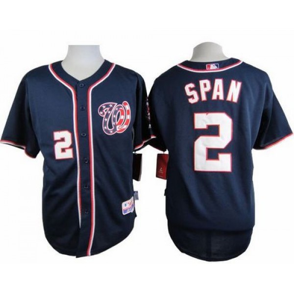 Nationals #2 Denard Span Navy Blue Cool Base Stitched Jersey