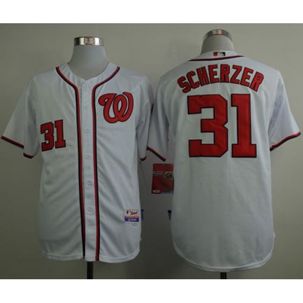 Nationals #31 Max Scherzer White Cool Base Stitched Jersey