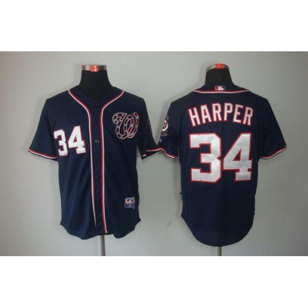 Nationals #34 Bryce Harper Navy Blue Cool Base Stitched Jersey