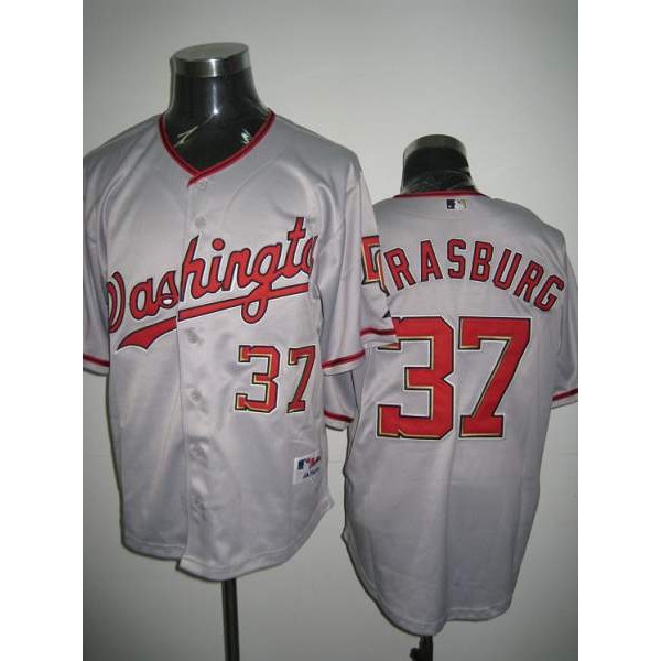 Nationals #37 Stephen Strasburg Stitched Grey Jersey