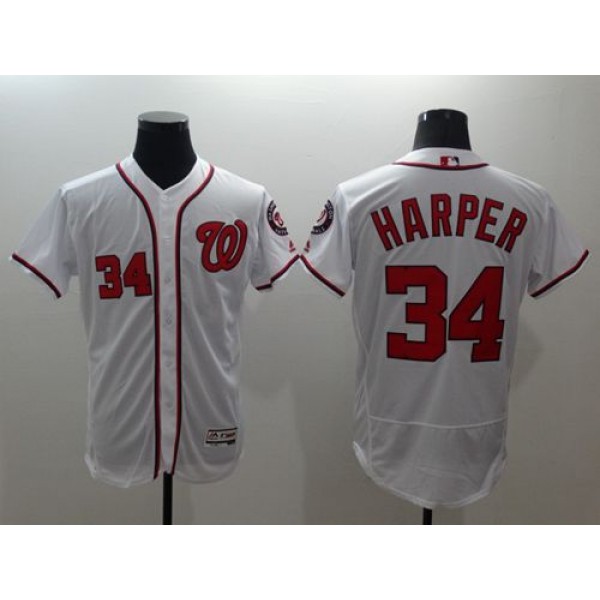 Nationals #34 Bryce Harper White Flexbase Authentic Collection Stitched Jersey