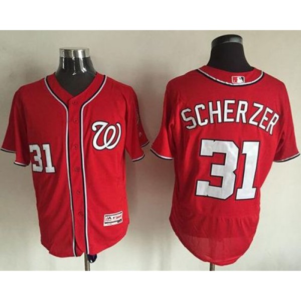 Nationals #31 Max Scherzer Red Flexbase Authentic Collection Stitched Jersey