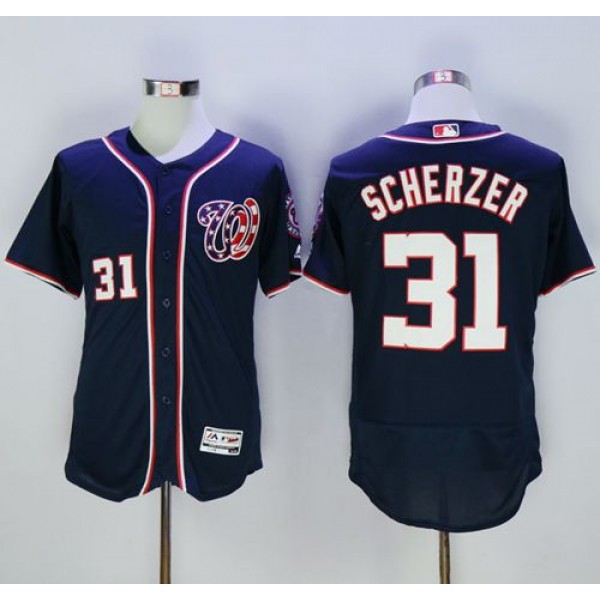 Nationals #31 Max Scherzer Navy Blue Flexbase Authentic Collection Stitched Jersey