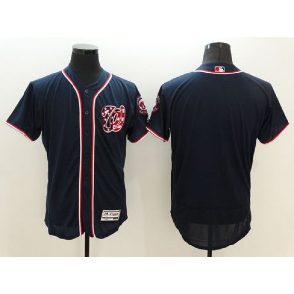 Nationals Blank Navy Blue Flexbase Authentic Collection Stitched Jersey