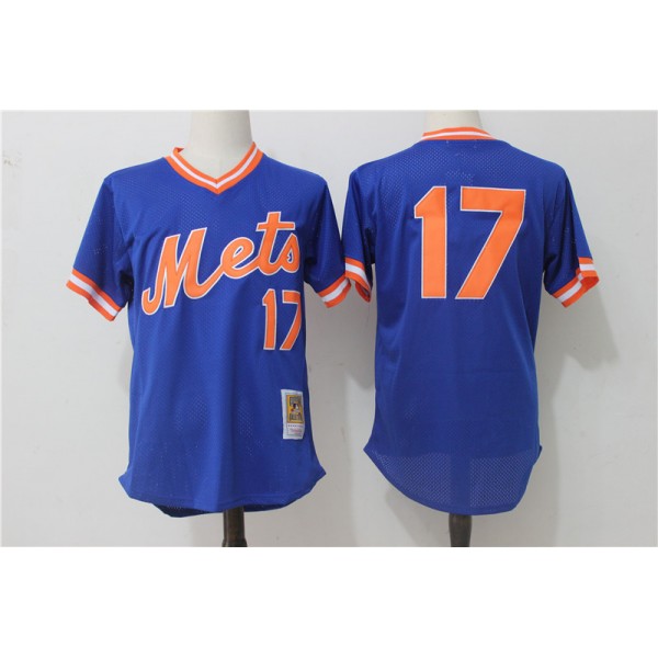 New York Mets #17 Keith Hernandez Mitchell Ness Royal Cooperstown Mesh Batting Practice Stitched Jersey