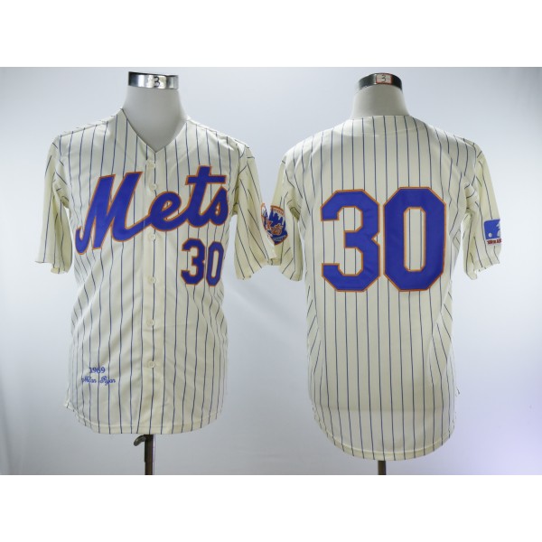 New York Mets #30 Nolan Ryan Cream 1969 Throwback Stitched Jersey