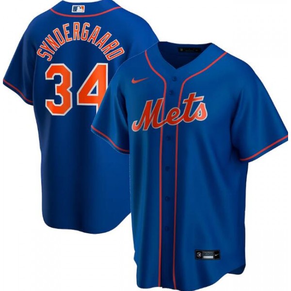 New York Mets Blue #34 Noah Syndergaard Cool Base Stitched Jersey