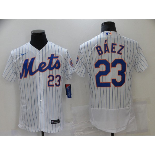 New York Mets #23 Javier Báez White Flex Base Stitched Jersey