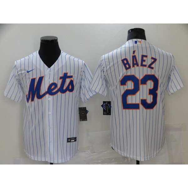 New York Mets #23 Javier Báez White Cool Base Stitched Jersey