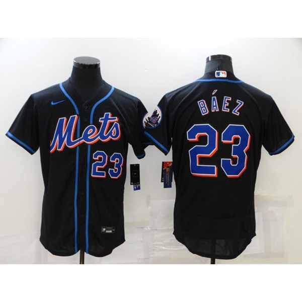 New York Mets #23 Javier Báez Black Flex Base Stitched Jersey