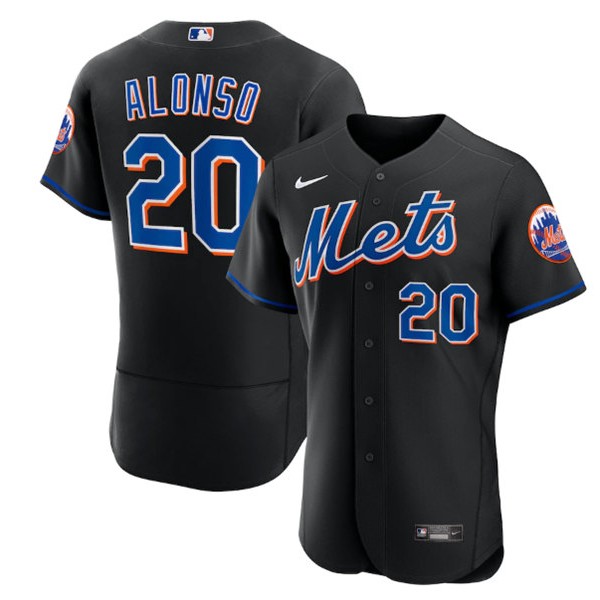 New York Mets #20 Pete Alonso Black Flex Base Stitched Jersey