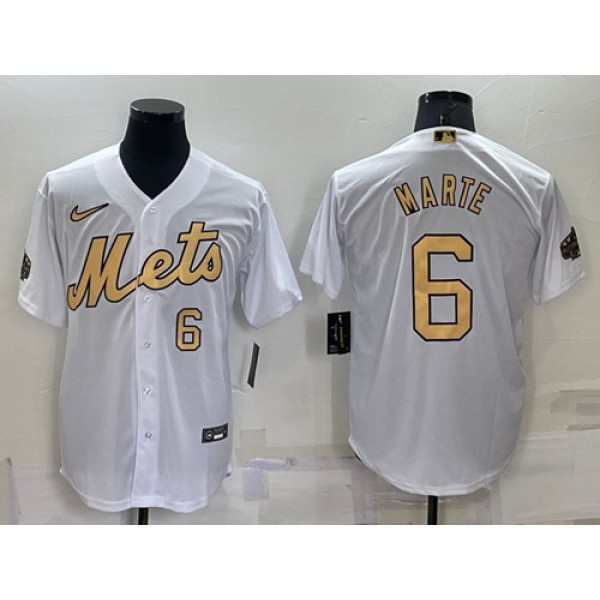 New York Mets #6 Starling Marte 2022 All-Star White Cool Base Stitched Baseball Jersey