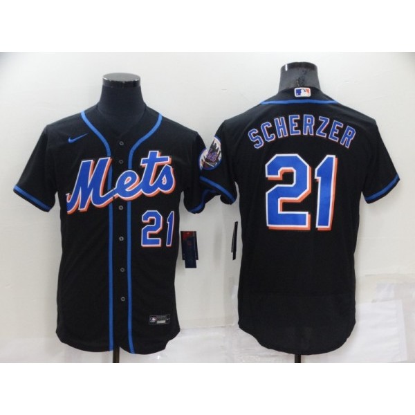 New York Mets #21 Max Scherzer Black Flex Base Stitched Jersey