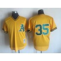 Oakland Athletics #35 Rickey Henderson Mitchell And Ness Yellow 1984 Throwback Stitched Jersey