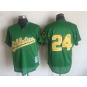 Oakland Athletics #24 Rickey Henderson Mitchell And Ness Green 1998 Throwback Stitched Jersey