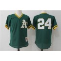 Oakland Athletics #24 Rickey Henderson Mitchell Ness Green 1991 Cooperstown Mesh Batting Practice Stitched Jersey